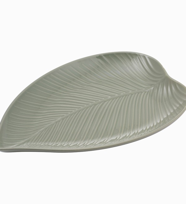 Блюдо сервировочное in the forest leaf, 26х38 см, серо-зеленое