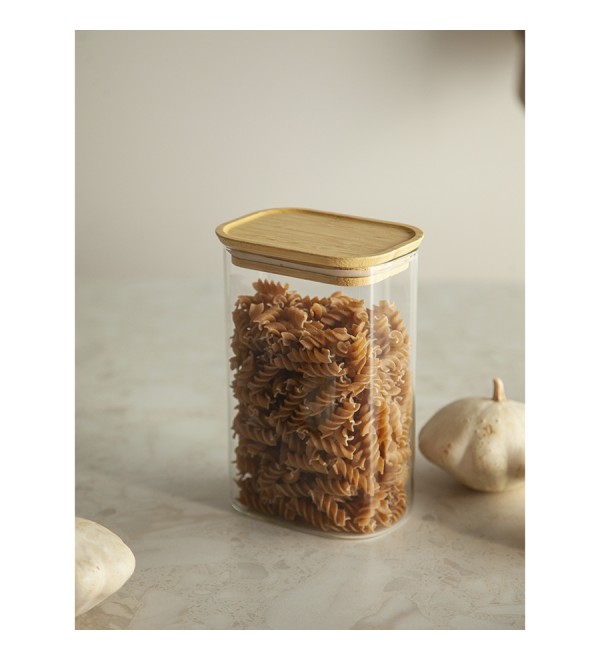 Банка для хранения прямоугольная glass bamboo, 1,3 л