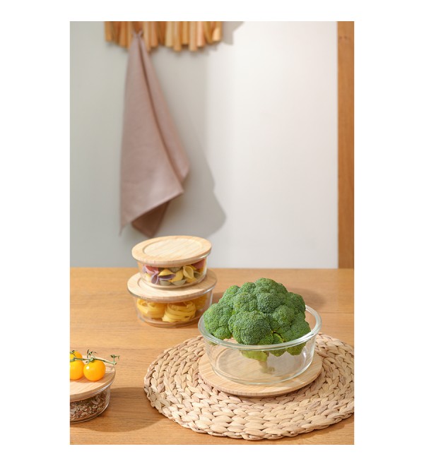 Контейнер для запекания и хранения eco store с крышкой из бамбука, 950 мл