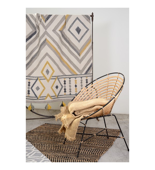 Ковер из хлопка с контрастным узором и кисточками из коллекции ethnic, 200х300 см