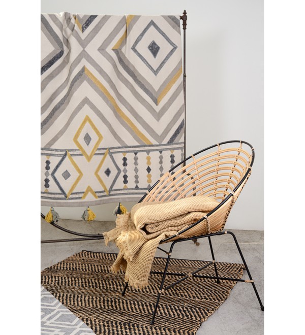 Ковер из хлопка с контрастным узором и кисточками из коллекции ethnic, 200х300 см