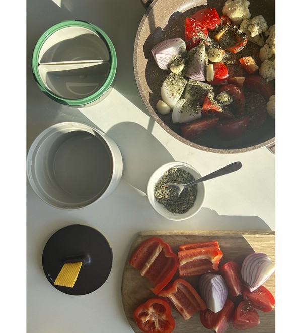 Ланч-бокс meals, 800 мл, светло-серый/зеленый