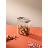 Банка для хранения прямоугольная vacuum glass, 750 мл, светло-серая