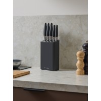 Набор ножей кухонных с подставкой prime, 5 шт., черный