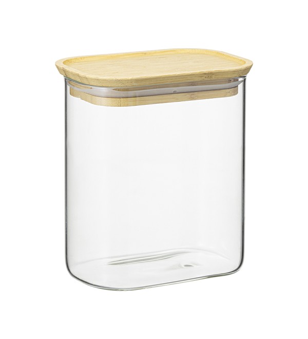 Банка для хранения прямоугольная glass bamboo, 950 мл