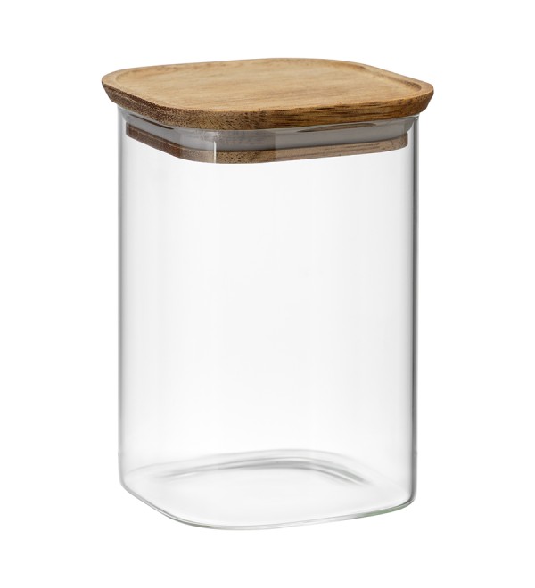 Банка для хранения квадратная glass acacia, 1,1 л
