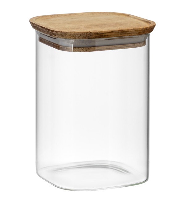 Банка для хранения квадратная glass acacia, 1,1 л