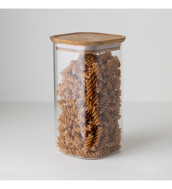Банка для хранения квадратная glass acacia, 1,4 л