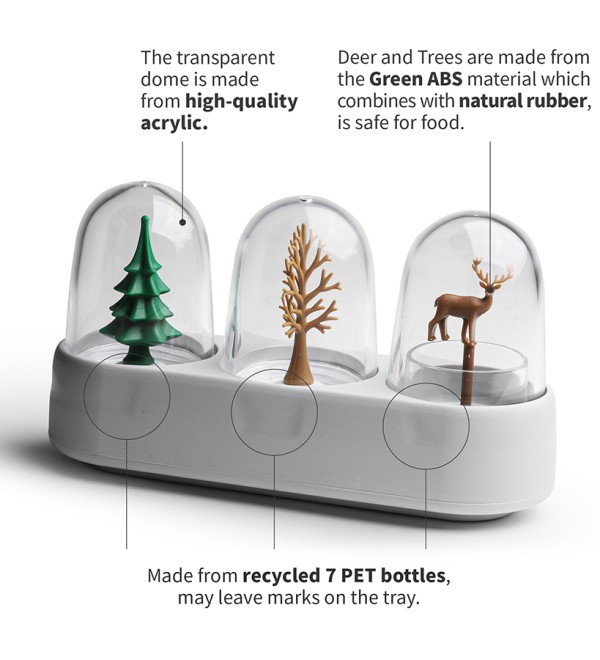 Набор емкостей для соли, перца, зубочисток с подставкой forest ecology