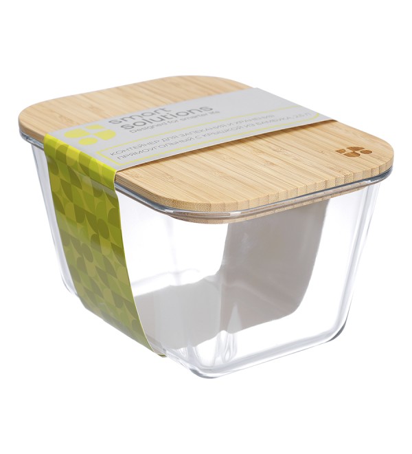 Контейнер для запекания и хранения прямоугольный eco store с крышкой из бамбука, 2,5 л