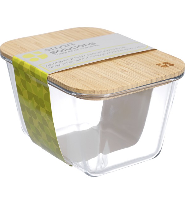Контейнер для запекания и хранения прямоугольный eco store с крышкой из бамбука, 2,5 л