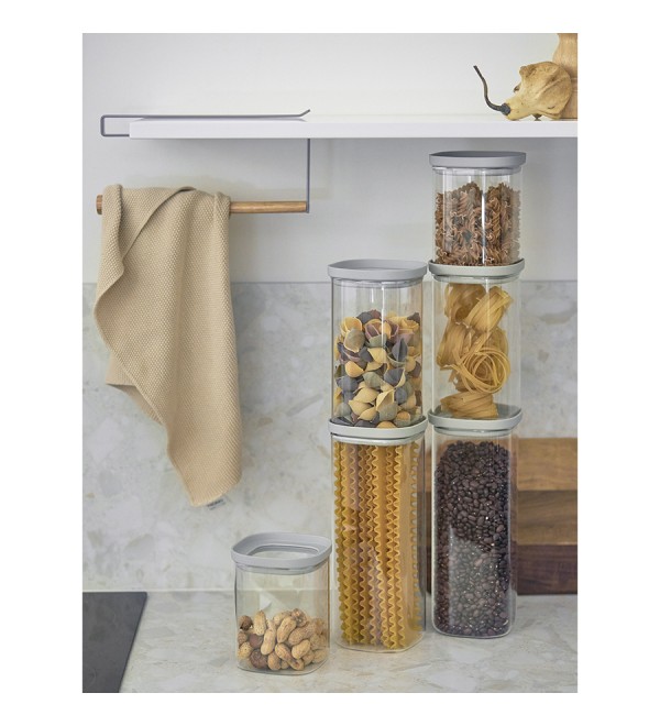 Банка для хранения квадратная vacuum glass, 1,5 л, светло-серая