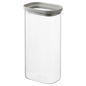 Банка для хранения прямоугольная vacuum glass, 1,75 л, светло-серая