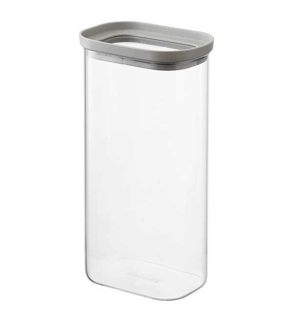 Банка для хранения прямоугольная vacuum glass, 1,75 л, светло-серая