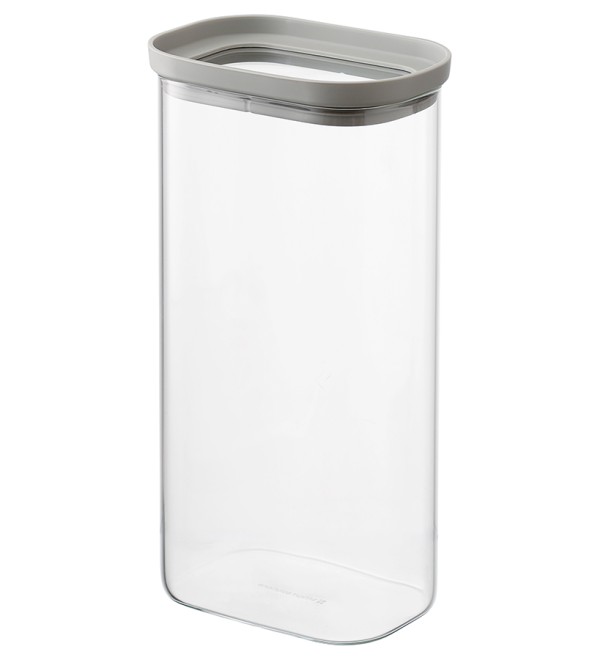 Банка для хранения прямоугольная vacuum glass, 1,75 л, светло-серая