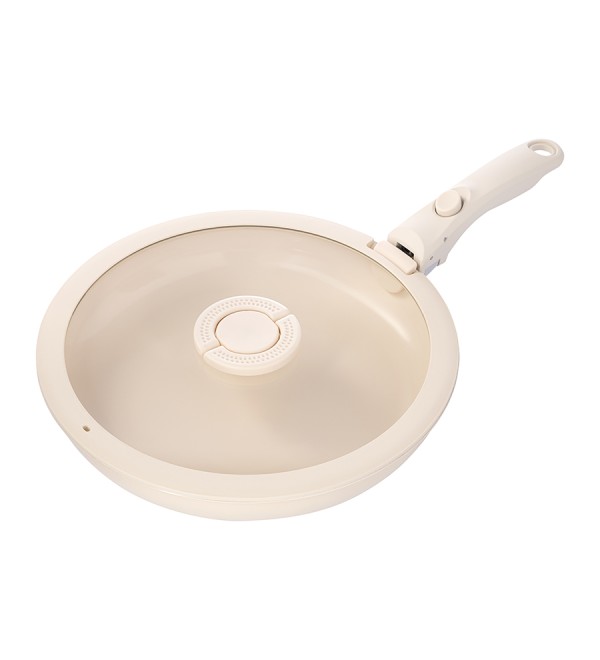 Сковорода с крышкой и съемной ручкой smart ceramic, D28 см