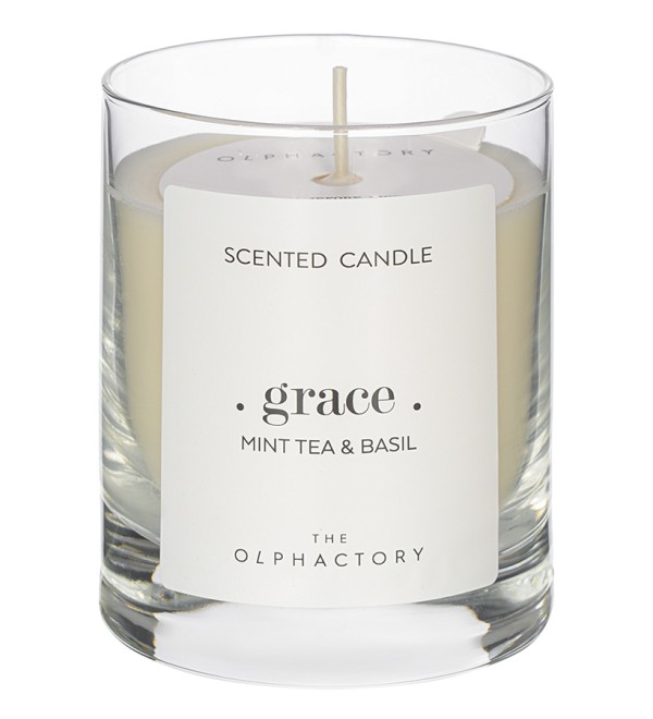 Свеча ароматическая the olphactory, grace, mint tea&basil (новая), 40 ч