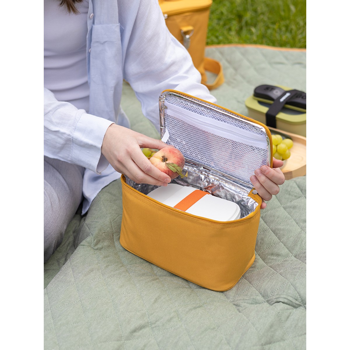 Термосумка для ланч-бокса/косметики/лекарств smart picnic, s, горчичная