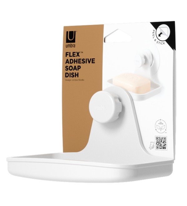 Мыльница для душа настенная flex adhesive, белая