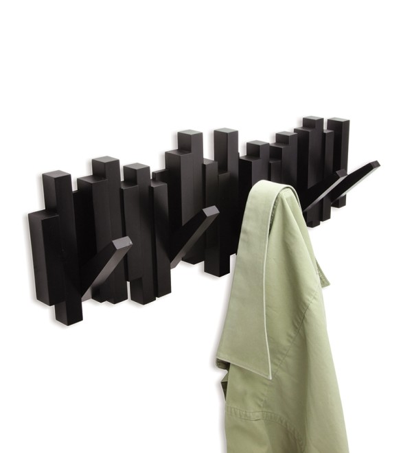 Вешалка настенная sticks, 49,3 см, черная, 5 крючков