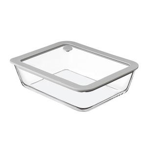 Контейнер для запекания и хранения с вакуумным эффектом vacuum glass, 1,4 л, светло-серый