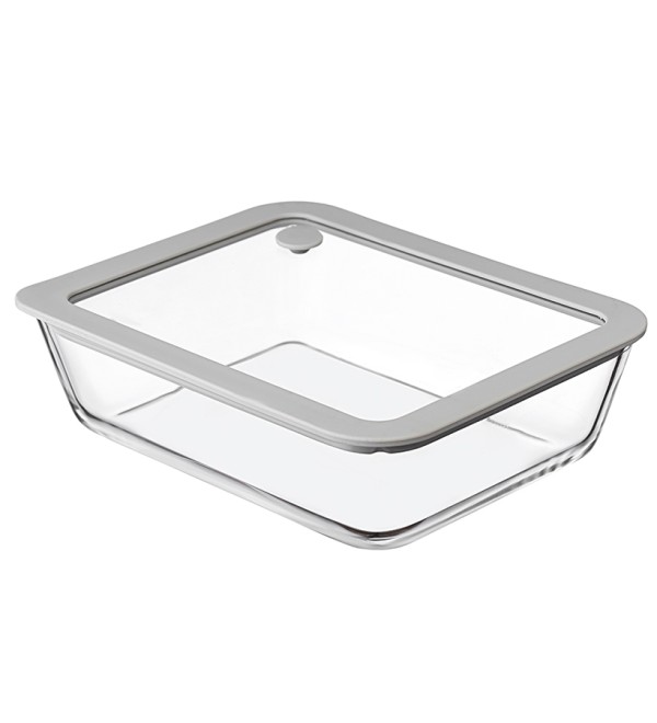 Контейнер для запекания и хранения с вакуумным эффектом vacuum glass, 1,4 л, светло-серый