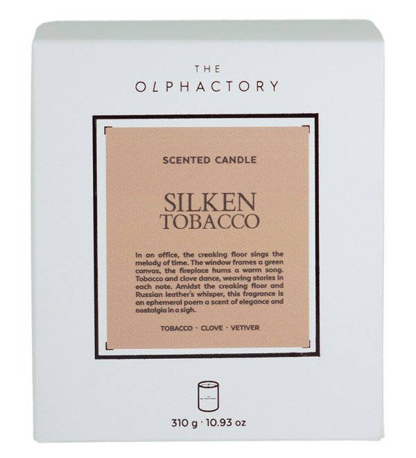 Свеча ароматическая the olphactory, white insignia, silken tobacco, 60 ч