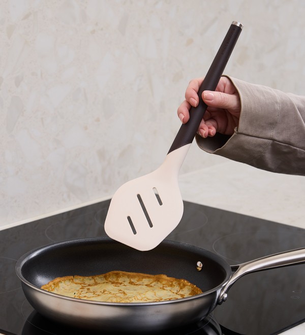 Лопатка с прорезями smartchef, 32 см, бежевая/бордовая