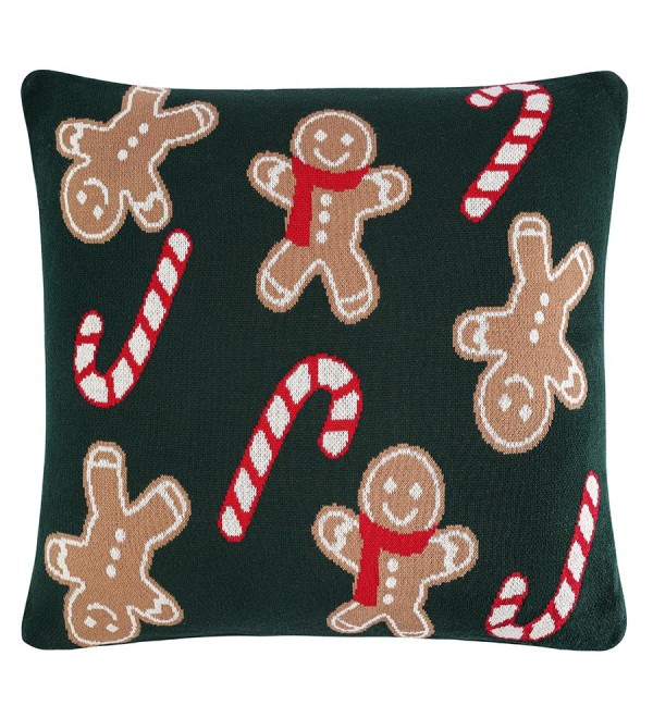 Подушка вязаная с новогодним рисунком gingerman из коллекции new year essential, 45x45 см
