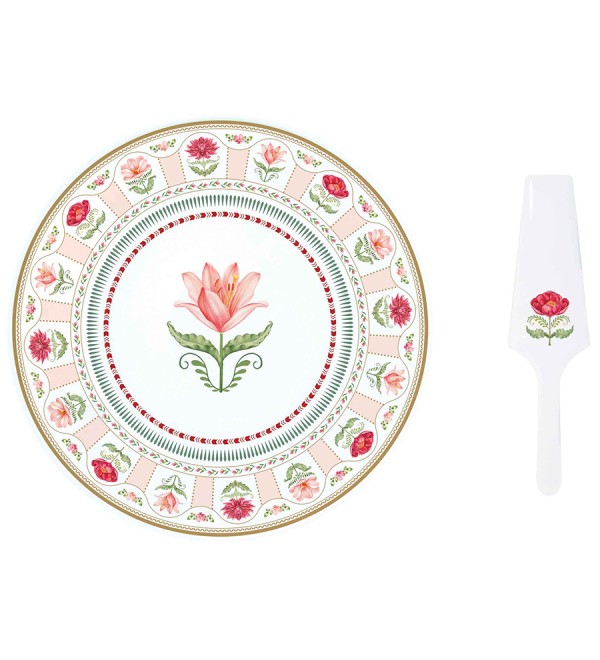 Блюдо для торта с лопаткой flowery, 31 см