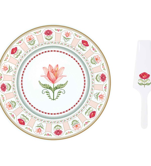 Блюдо для торта с лопаткой flowery, 31 см