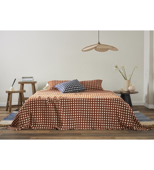 Покрывало из хлопка polka dots карамельного цвета из коллекции essential, 180х250 см