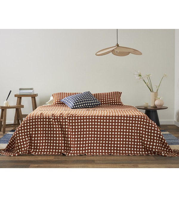 Покрывало из хлопка polka dots карамельного цвета из коллекции essential, 180х250 см