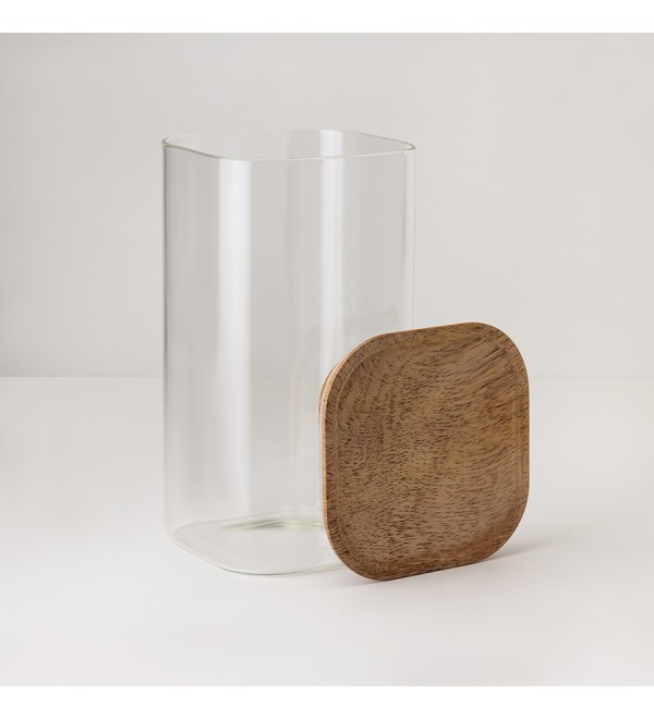 Банка для хранения квадратная glass acacia, 1,4 л