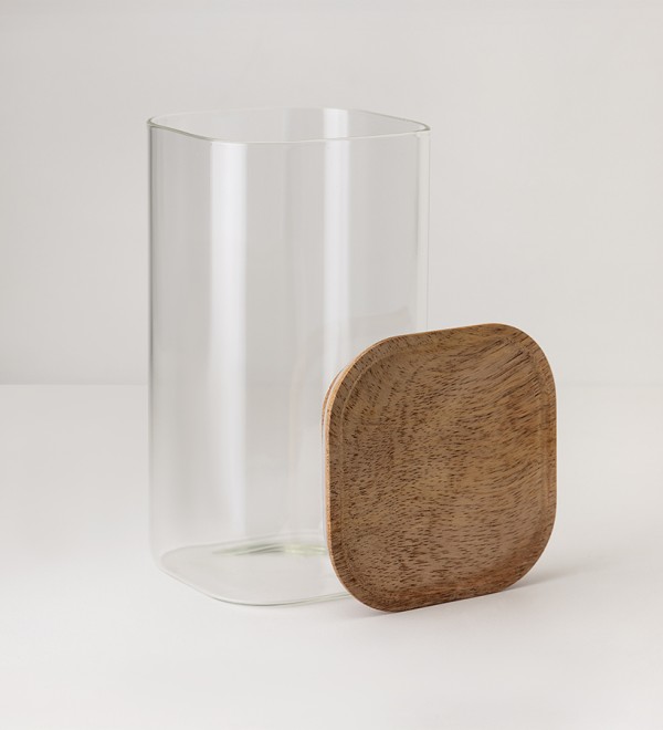 Банка для хранения квадратная glass acacia, 1,4 л