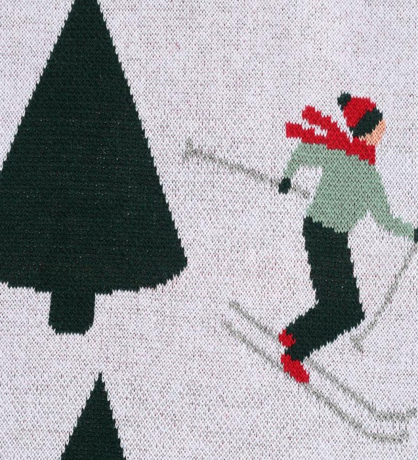 Плед из хлопка с новогодним рисунком let's ski из коллекции new year essential, 130x180 см
