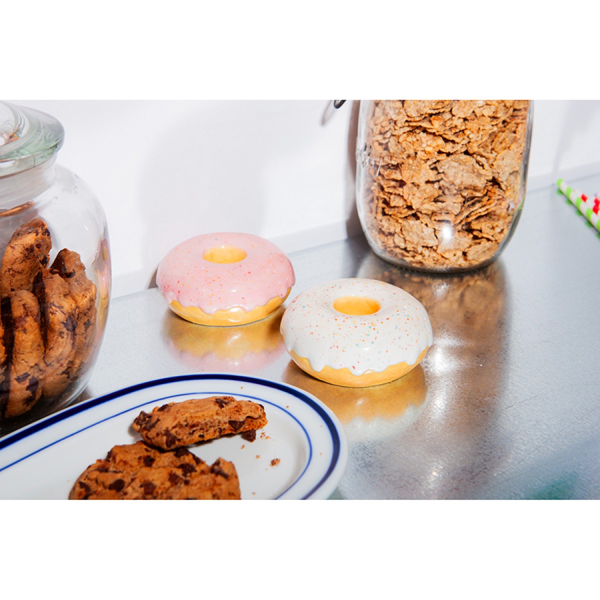 Подсвечник fast food, donut, D7 см, белый