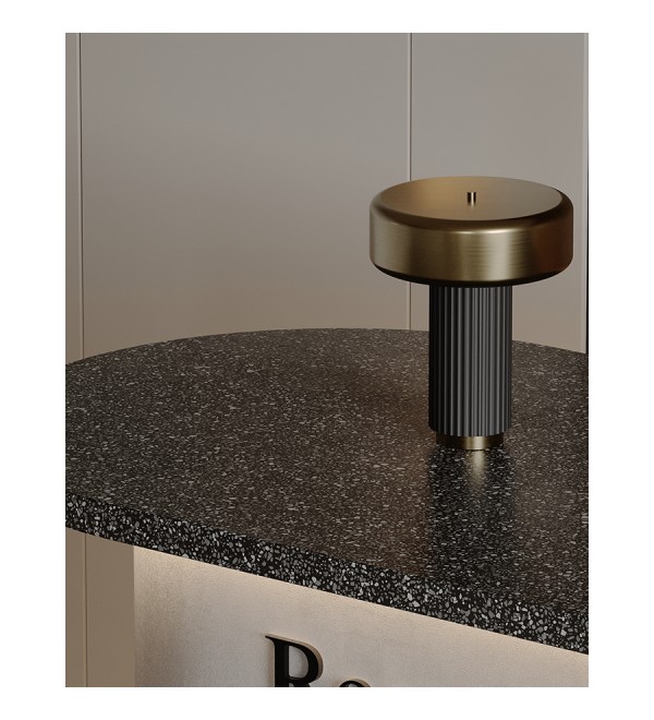 Лампа настольная stone, D27х35 см, черная/золотистая
