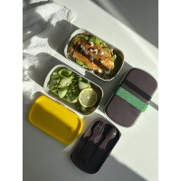 Ланч-бокс с приборами food time, 1 л, серый