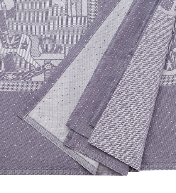 Скатерть из хлопка фиолетово-серого цвета с рисунком Щелкунчик, new year essential, 180х260см