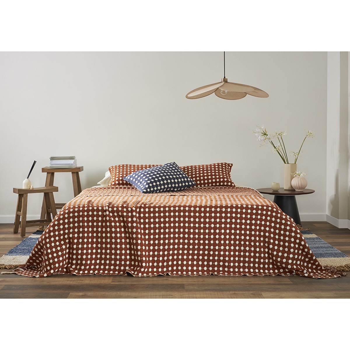 Покрывало из хлопка polka dots карамельного цвета из коллекции essential, 230х250 см