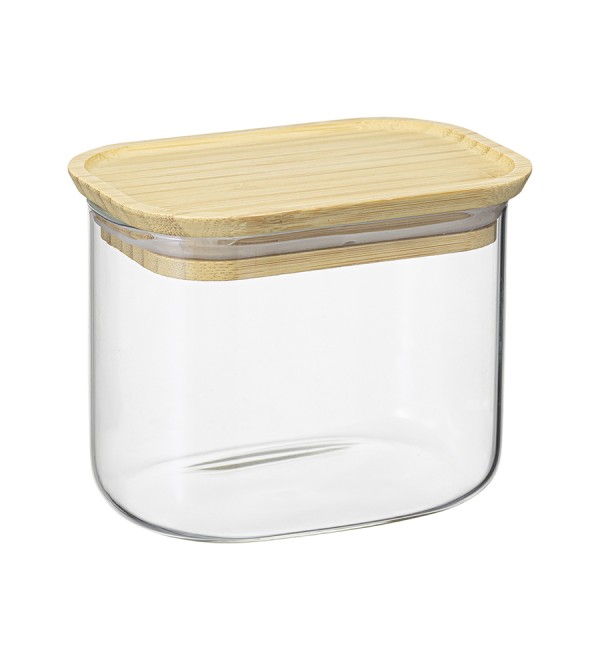 Банка для хранения прямоугольная glass bamboo, 600 мл