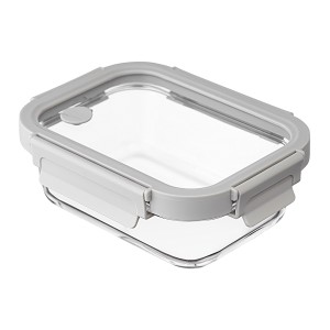 Контейнер для запекания и хранения прямоугольный click glass, 640 мл, светло-серый