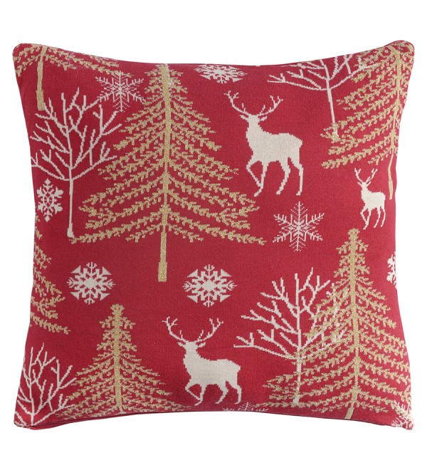 Подушка вязаная с новогодним рисунком winter fairytale  из коллекции new year essential, 45х45 см