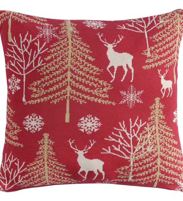 Подушка вязаная с новогодним рисунком winter fairytale  из коллекции new year essential, 45х45 см