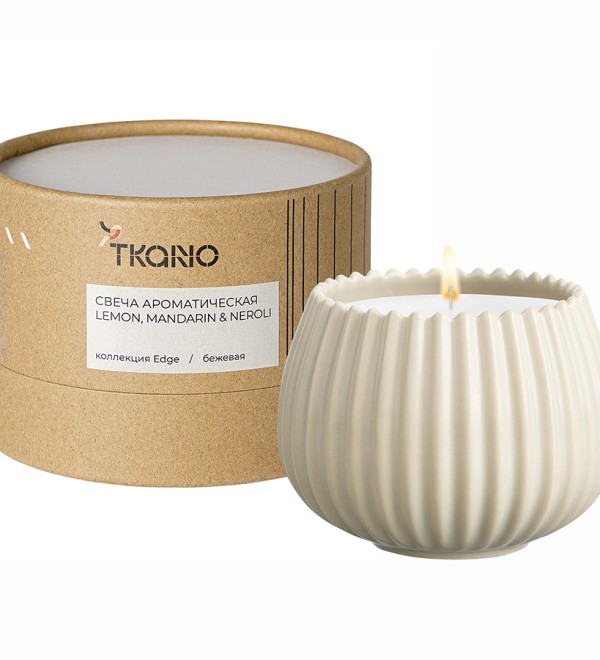 Свеча ароматическая lemon, mandarin & neroli из коллекции edge, бежевый, 30 ч