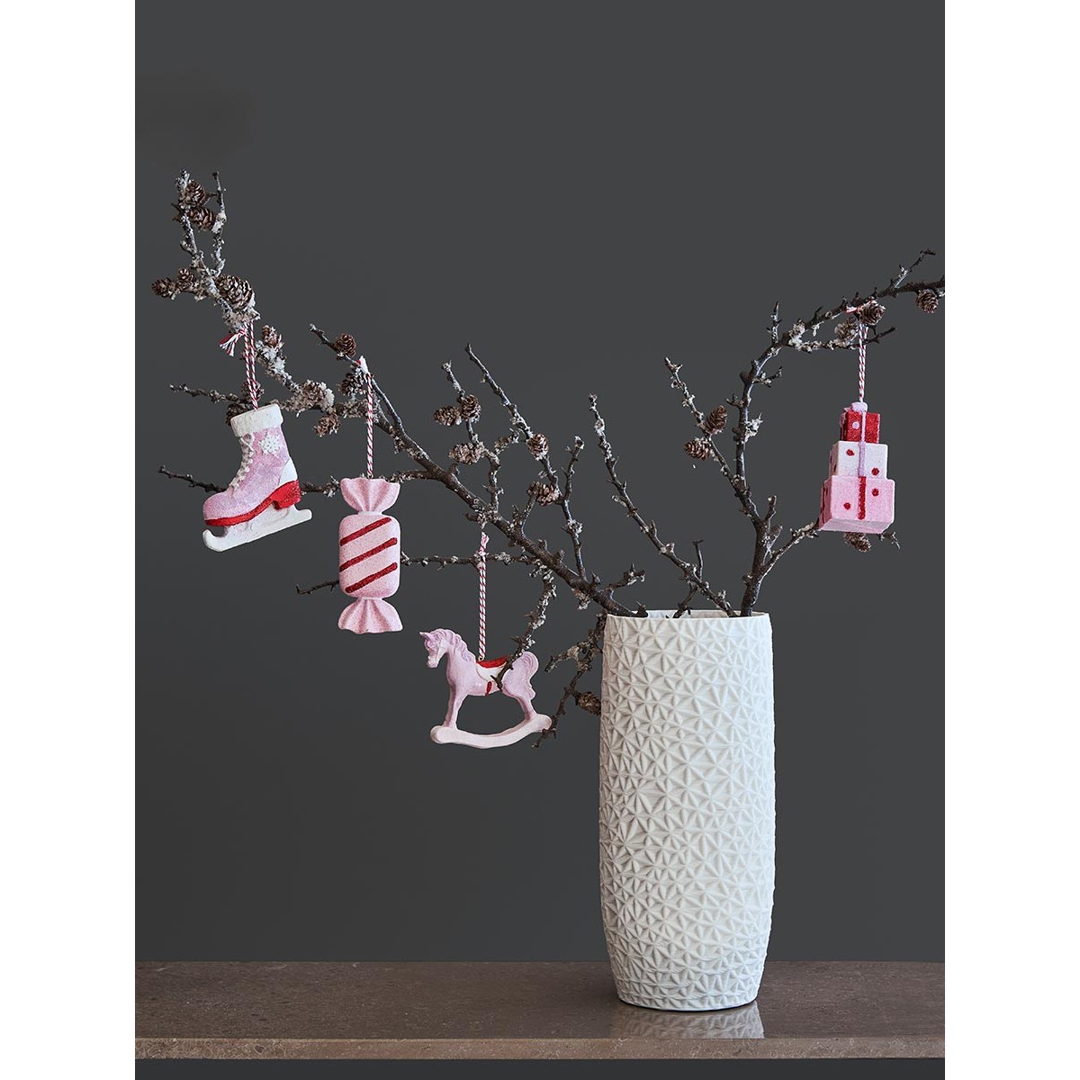 Набор ёлочных украшений pink fairytale из коллекции new year essential, 4 шт.