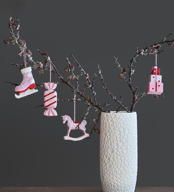 Набор ёлочных украшений pink fairytale из коллекции new year essential, 4 шт.