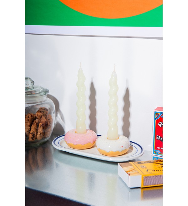 Подсвечник fast food, donut, D7 см, белый