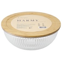 Чаша стеклянная с бамбуковой крышкой harmy, 3,5 л